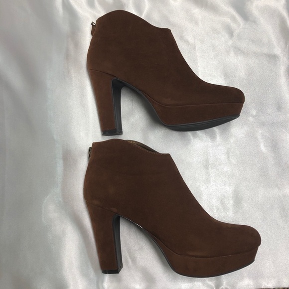 Worthington Faux Suede Cognac/Brown Heeled Booties - Picture 6 of 8